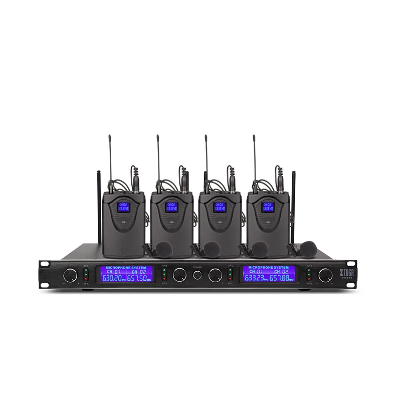 4bodypack XTUGA Одежда высшего качества EW240 4 канала Беспроводной система микрофонов UHF караоке Системы беспроводные четыре ручной микрофон поясной дома Вечерние - Цвет: 4bodypack
