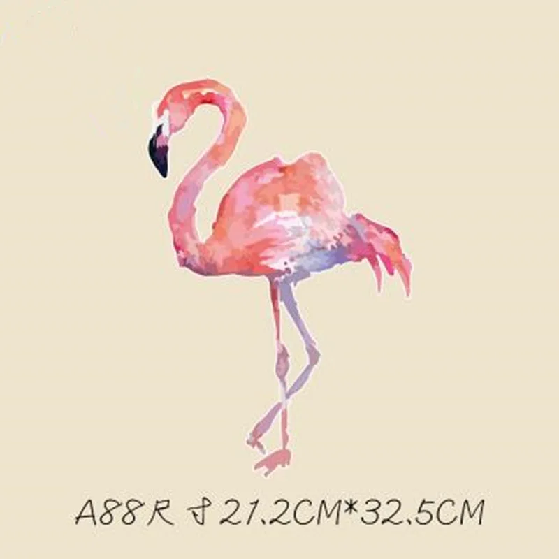 T shirt heat transfer printing 325mm pink flamingo pvc patch for clothes iron on flower patches clothing stickers | Дом и сад