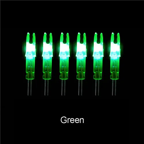 Green Новинка, высокое качество, 6 шт., для охоты, стрельбы, светящаяся подсветка, блочный лук, светодиодный, светящаяся стрела, задний хвост, подходит для 6,2 мм, стрела, вал#277514 - Цвет: Green