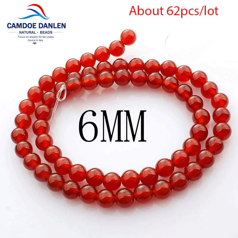 6MM CAMDOE DANLEN AAA натуральный красный агат драгоценный камень сердолик круглые бусины 4-16 мм оникс подходит для DIY ожерелье бусы для изготовления ювелирных изделий - Цвет: 6MM