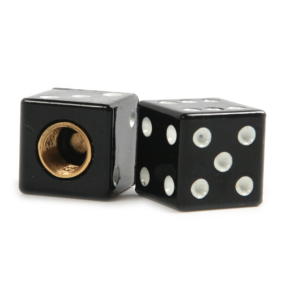 

Dustproof Cap 2Pcs Of Black Dice Tire air Valve Caps ABS Copper Auto Bick Wheel Stem Tyre Air Valve Dust Caps Car