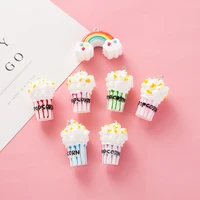 10pcs simulation popcorn resin charms diy fit bracelets jewelry accessories pendant bag trailer keyring stereo design yz394