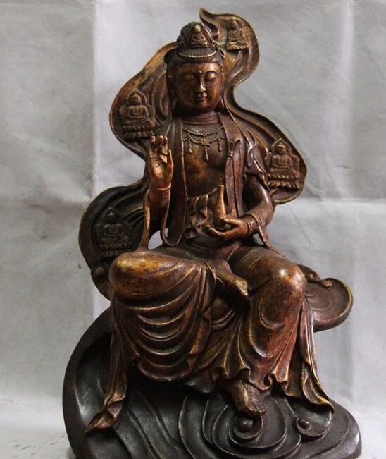 wholesale factory Chinese Buddhism Copper Bronze Comfortable Guanyin Kwan-yin Bodhisattva Statue |