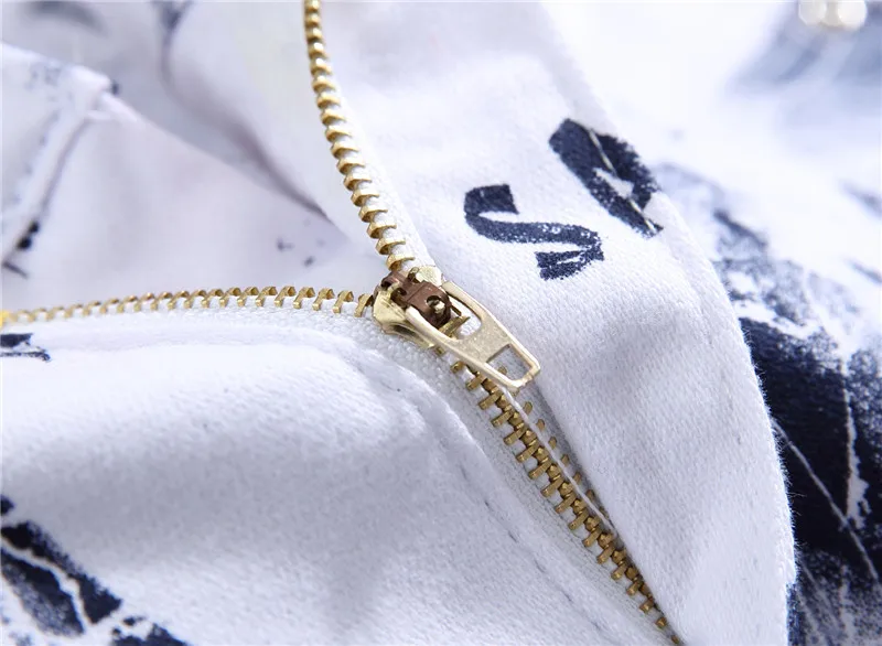 Men's 2018 Euro Style Floral Pant Men Colorful Graffiti Slim Jeans White Print Man Street Club Personal Real Photo | Мужская одежда