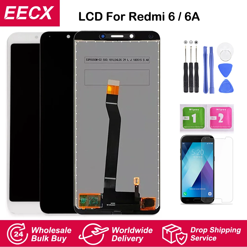 ЖК дисплей 6A для Xiaomi Redmi 6 экран сенсорный дигитайзер с рамкой в сборе замена 5 45