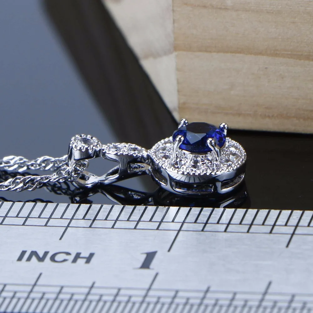 Новые Ювелирные наборы синий фианит женские свадебные модные аксессуары серебро