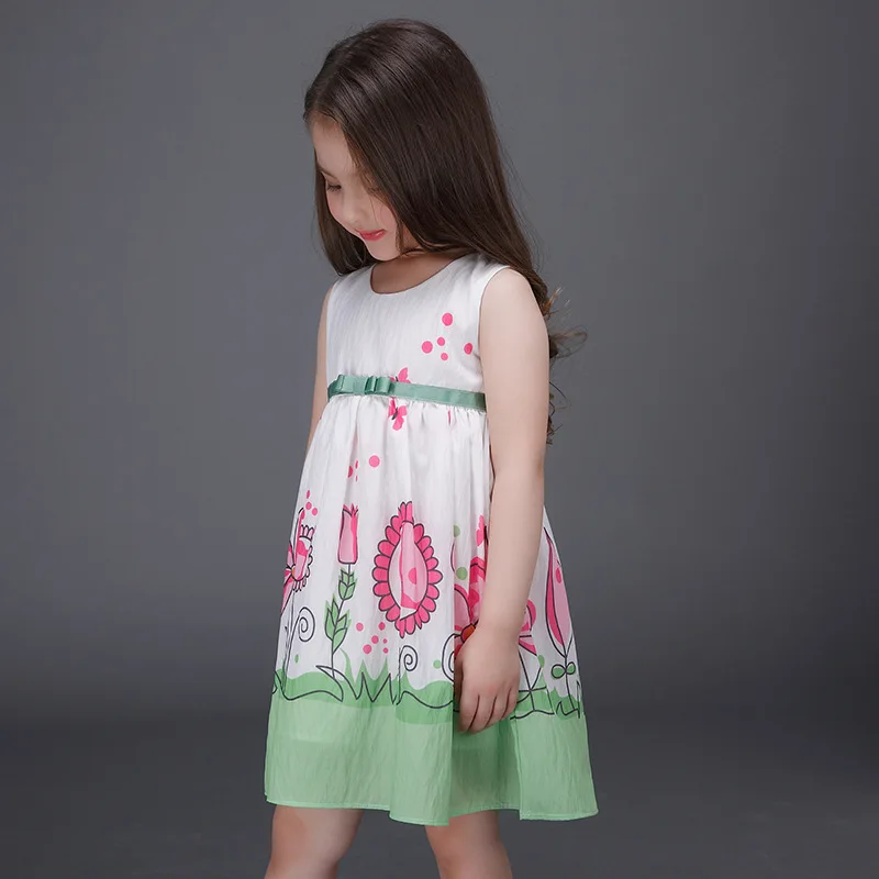 Лето 2017 Детские платья для девочек милое ТРАПЕЦИЕВИДНОЕ ПЛАТЬЕ маленьких