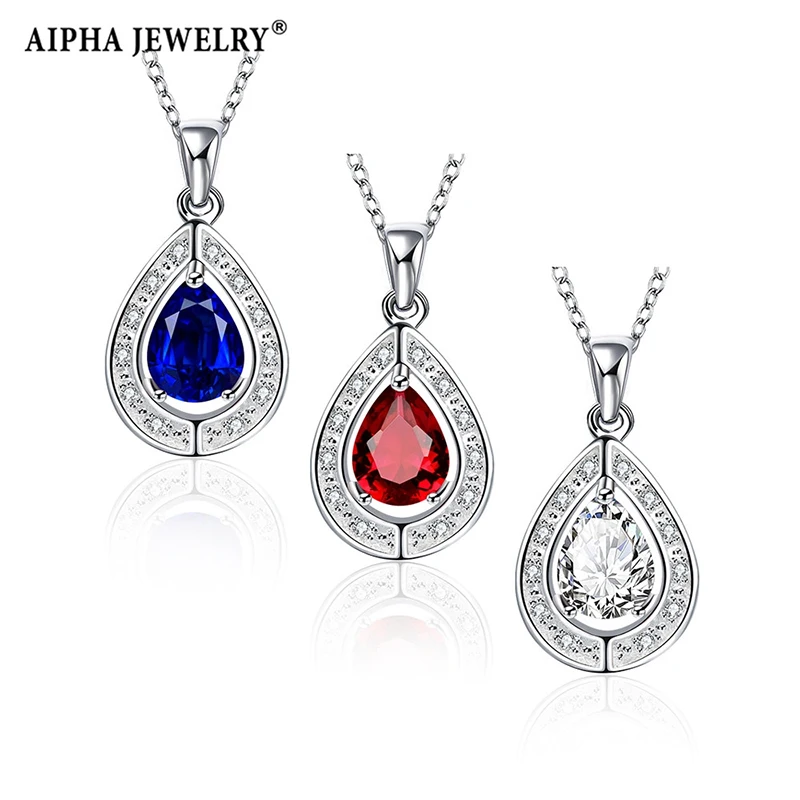 Aipha Посеребренная Кристалл Water Drop Медь Подвески и Ожерелья для мужчин Модные