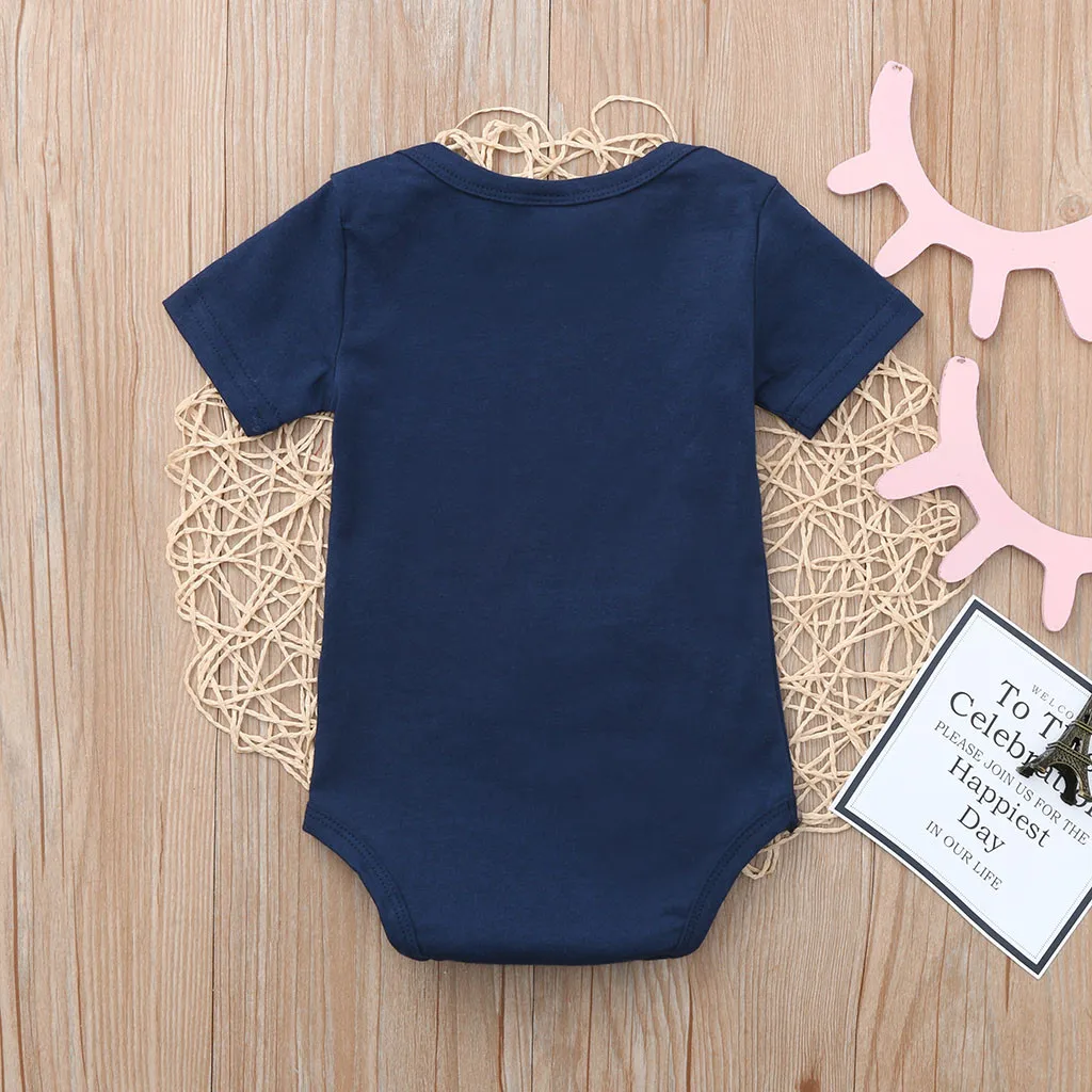 Одежда для новорожденных мальчиков и девочек Комбинезон с надписью летняя