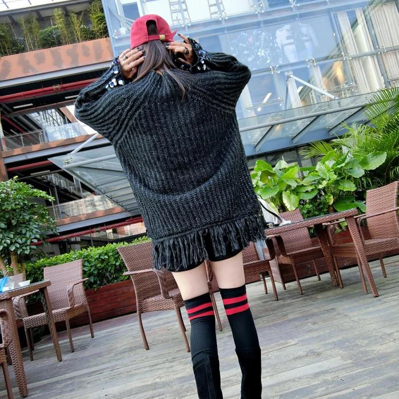 2019 winter new Thai tide brand women's cartoon sequins rabbit tassels set loose long sweater women | Женская одежда