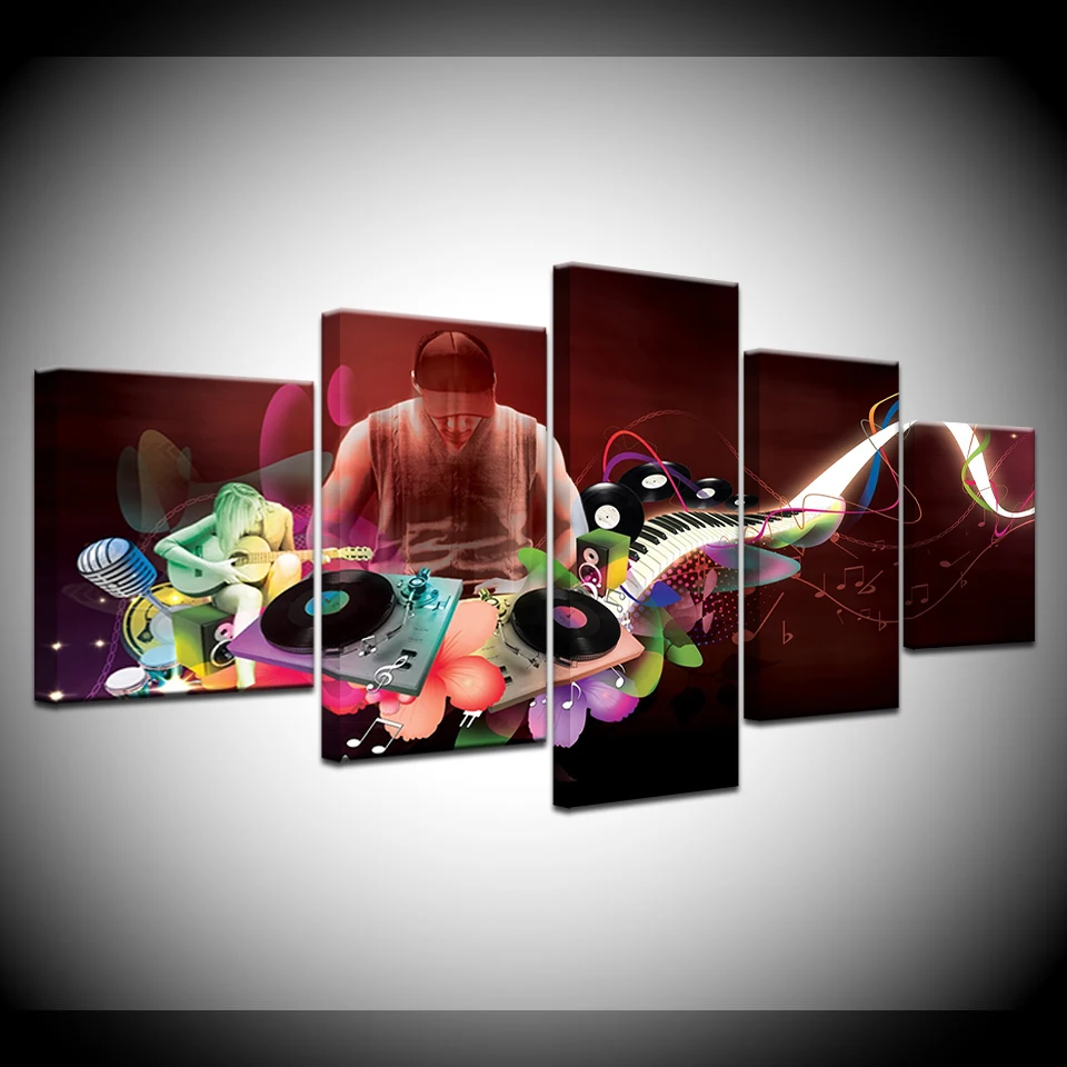 

Canvas Painting DJ life music dancing 5 Pieces Wall Art Painting Modular Wallpapers Poster Print for living room Home Decor