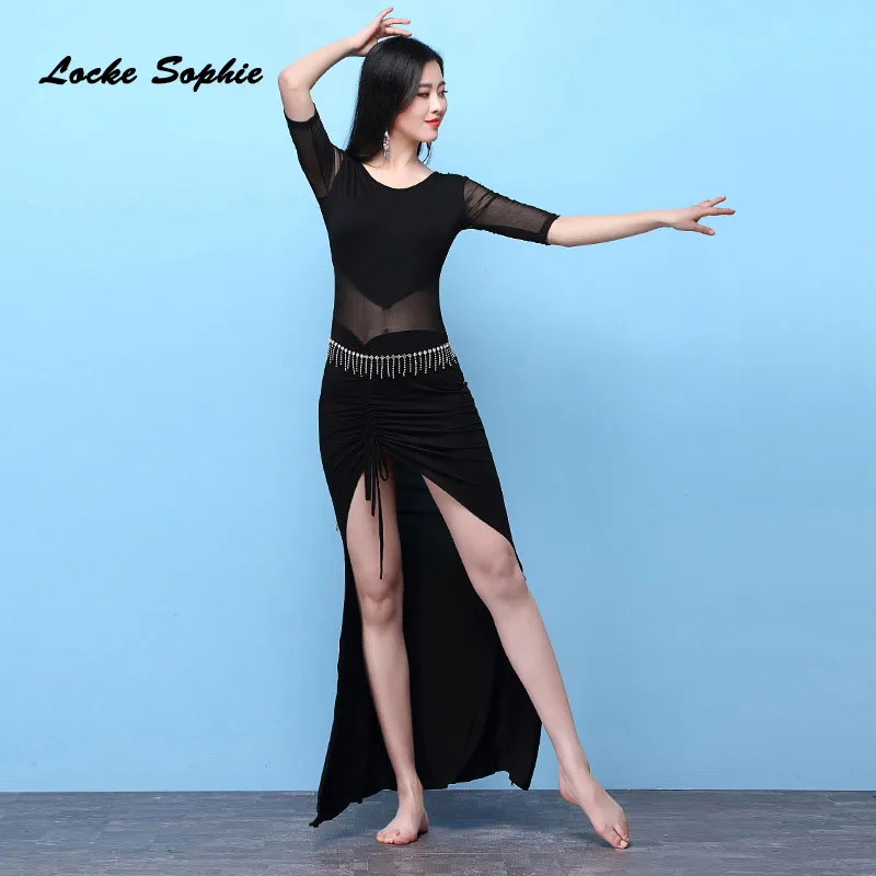1pcs Women belly dance dress 2018 Modal mesh Mosaic Hollow costume set ladies Skinny ballroom suit girls | Тематическая одежда и