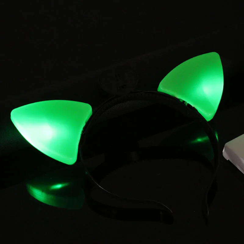 green 1 шт., светильник, мигающий, для девушек, вечерние, реквизит, заячьи, кошачьи уши, головной убор, светящаяся головная повязка, обруч для волос для женщин, обруч для волос, для детей, Рождество - Цвет: green