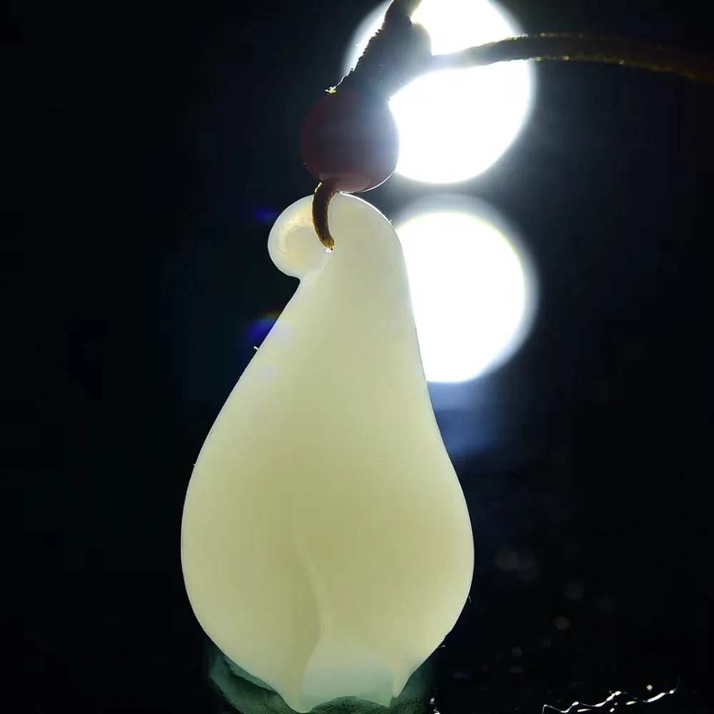 Ожерелье из натурального нефрита кулон с цветком магнолии драгоценный камень 29