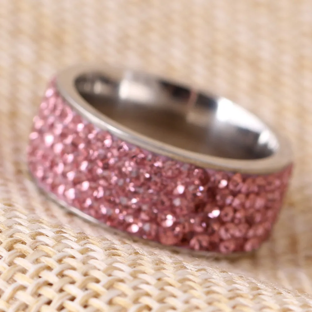 Женское посеребренное обручальное кольцо с розовым кристаллом размеры 5 6 7 8 9 |