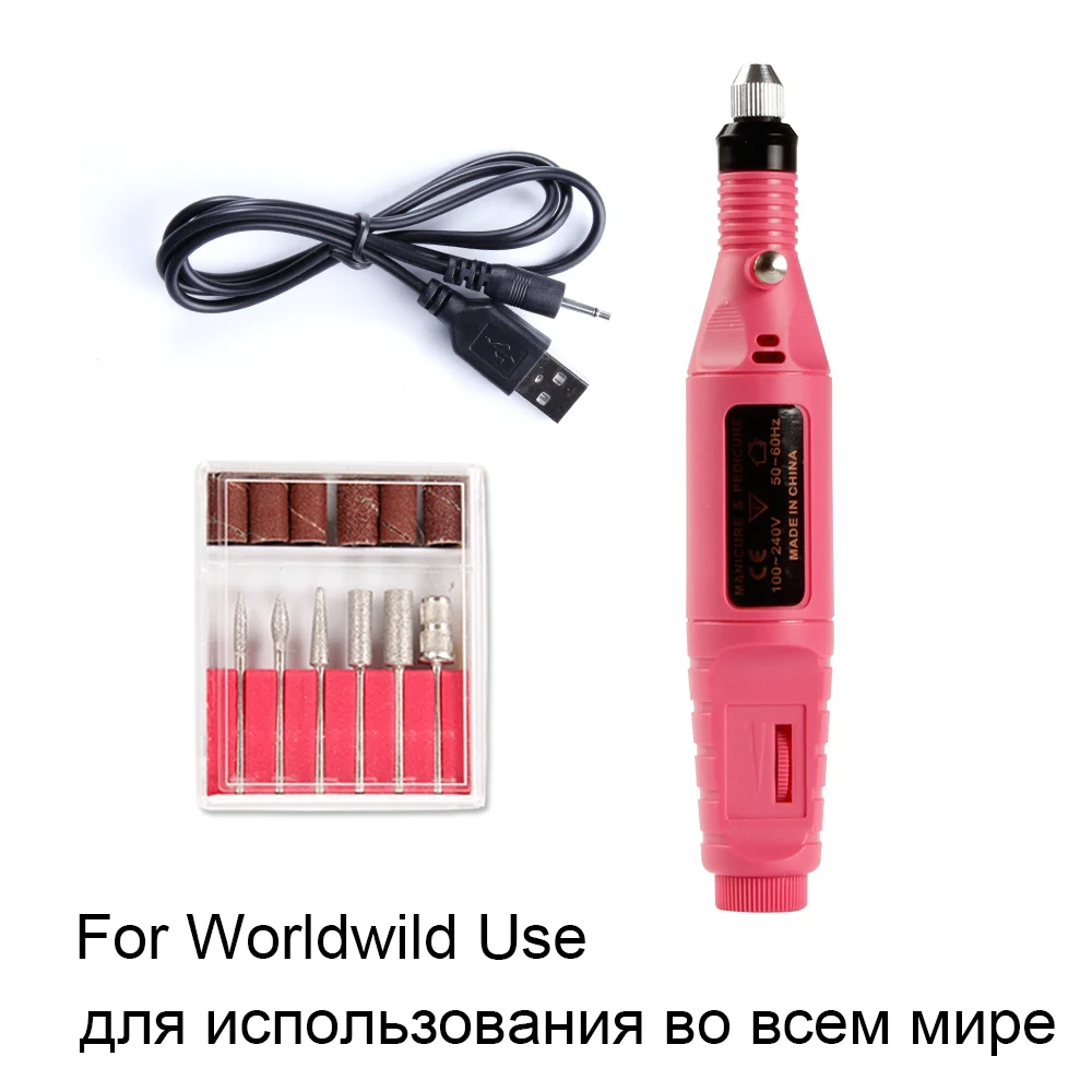 Pink Электрический аппарат для маникюра фрезерные сверла для удаления кутикулы Гель фрезы для маникюра инструмент для дизайна ногтей сверлильный станок для ногтей - Цвет: Pink