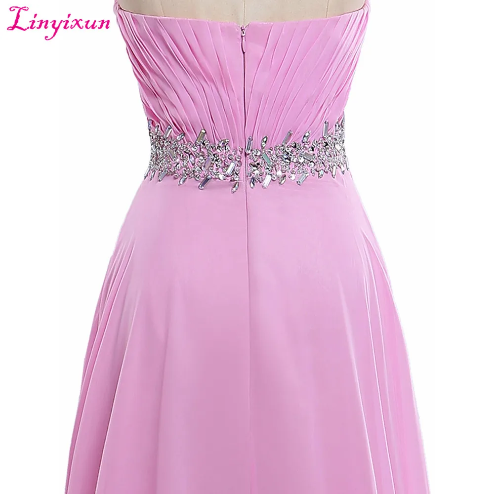 Linyixun настоящая фотография 2017 Vestidos De Fiesta длинные шифоновые складки бисером
