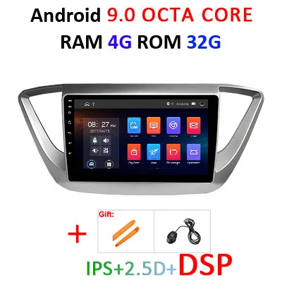 Ips DSP 4 Гб ОЗУ 64 Гб ПЗУ Android 9,0 Автомобильный gps для hyundai Verna Solaris Мультимедиа Навигация Радио стерео без DVD плеера - Цвет: 9.0 4G 32G DSP