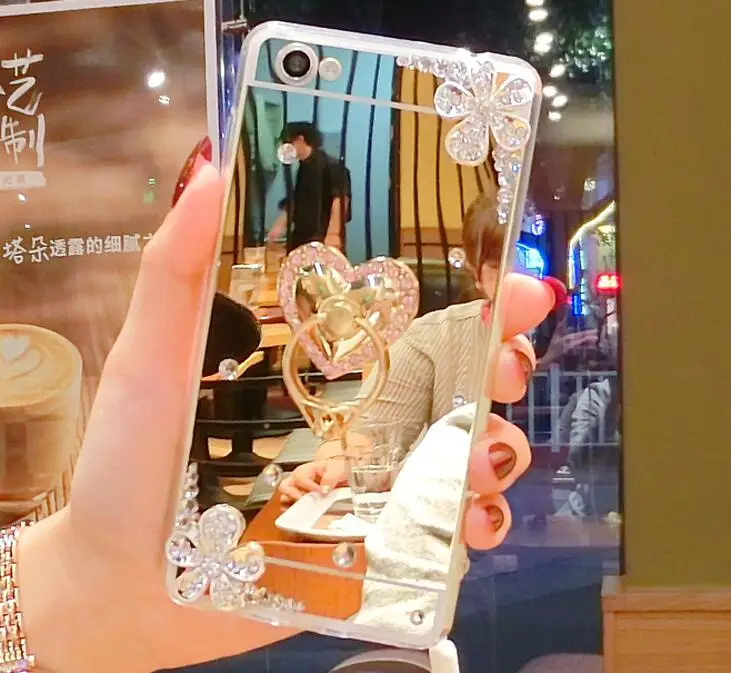 Для samsung Galaxy S5 S6 S7 край S8 S9 плюс Примечание 3 4 5 8 Diamond Держатель Силиконовый Зеркало