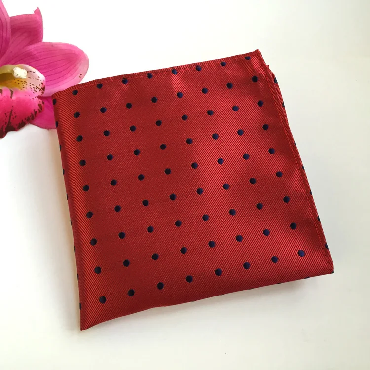Lingyao Luxury pocket square high quality woven handkerchiefs yellow with red black dots vintage hanky | Аксессуары для одежды