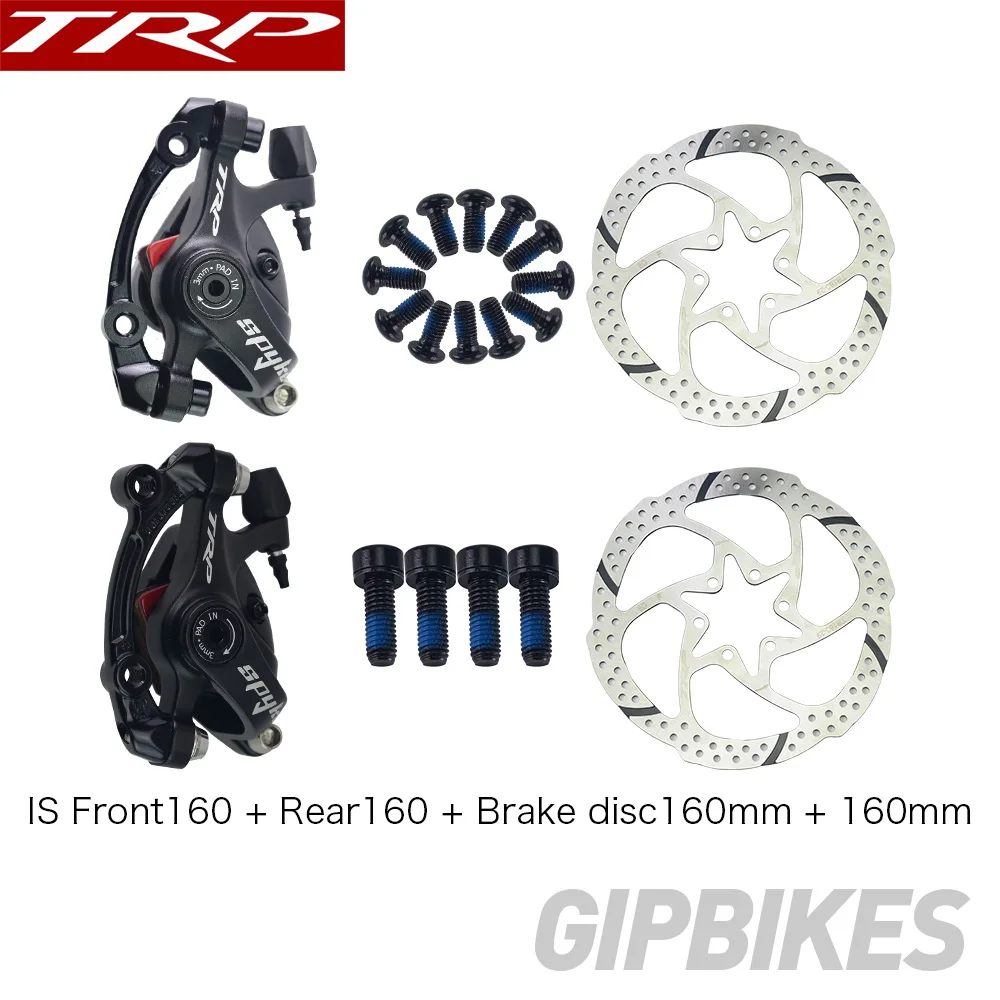 F160R160 disc160 160 TRP Spyke сплав механический дисковый тормозной суппорт SPYKE суппорты передние/задние/пара w/или w/o 160 мм ротор с адаптером винты - Цвет: F160R160 disc160 160