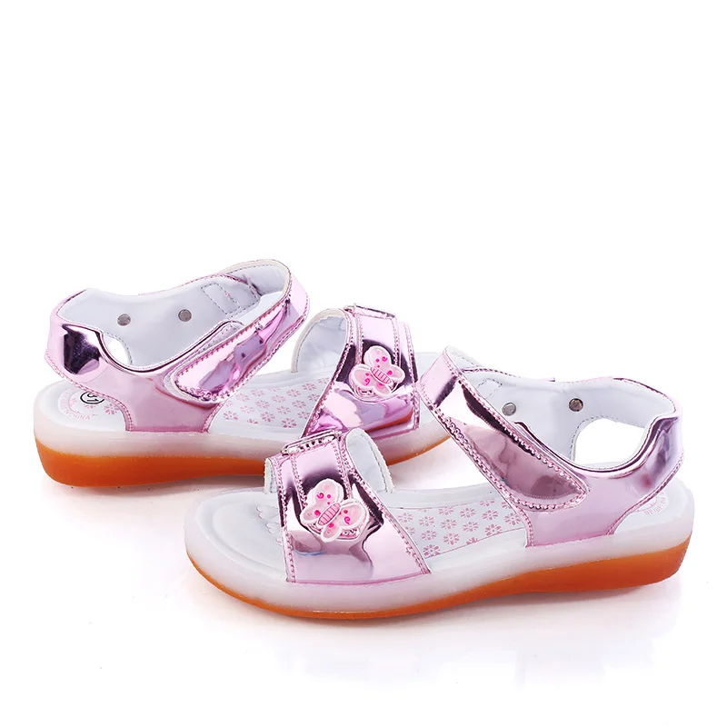 Детские сандалии летние принцессы с usb зарядкой и бабочкой для девочек