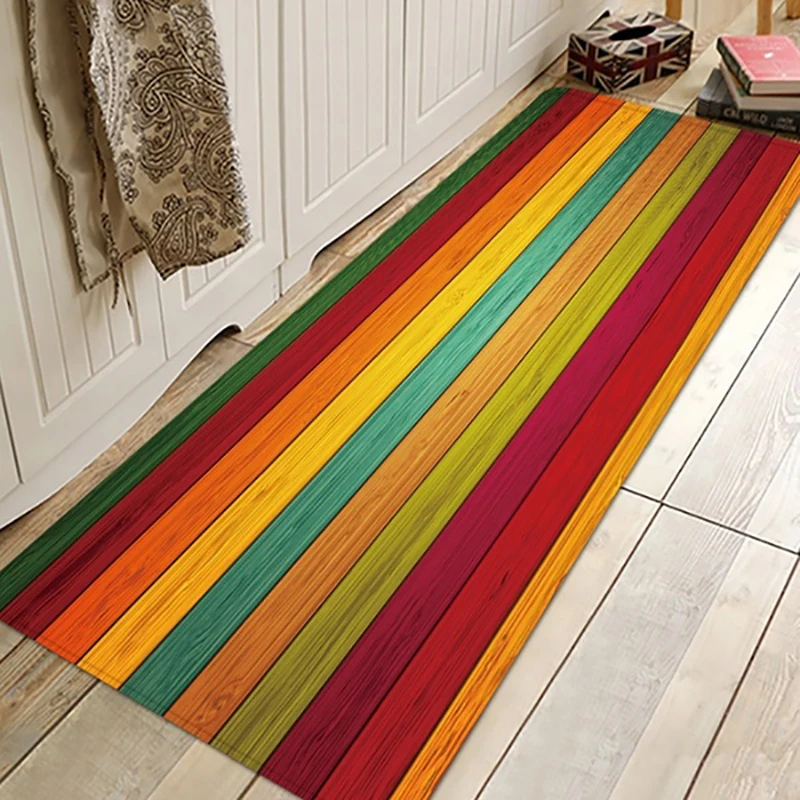 Многоцветная полосатый принт ковры для Гостиная противоскользящее покрытие Kicken