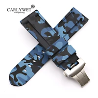 carlywet wholesale fashion 24mm waterproof silicone rubber replacement wrist watch band strap belt loops for panerai luminor
