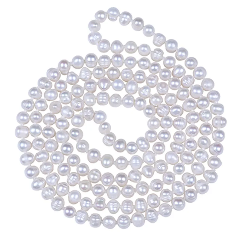 Женское длинное ожерелье из натурального пресноводного жемчуга размер 6 7 мм|long
