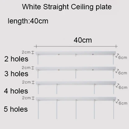 40CM White Straight Потолочная пластина черный/белый Железный кулон Цоколи DIY 2/3/4/5 отверстий 25 см/30 см/40 см/50 см прямые/круглая потолочная панель округлая панель с базой - Цвет: 40CM White Straight