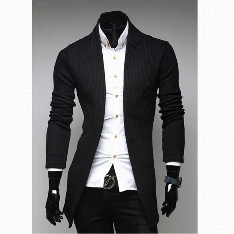 Новый мужской Простой Длинный кардиган с v образным вырезом повседневный модный