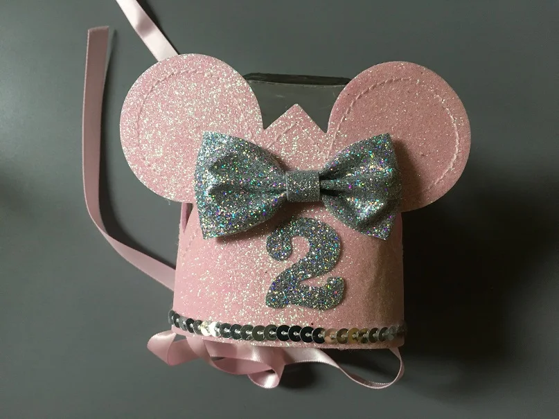 pink 2nd Бутик 5 шт. Модный милый Блестящий бант праздничный колпак повязки на голову 1-й 2-й 3-й день рождения животные уши шапка мягкие повязки вечерние головные уборы - Цвет: pink 2nd