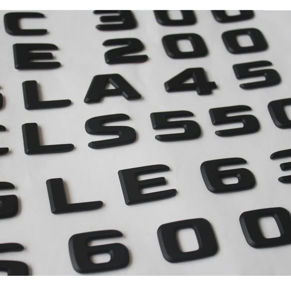 

Flat Font Matt Black Trunk Fender Letters Badge Badges Emblem Emblems for Mercedes Benz GLE43 GLE63 GLE63s V8 BITURBO AMG 4MATIC