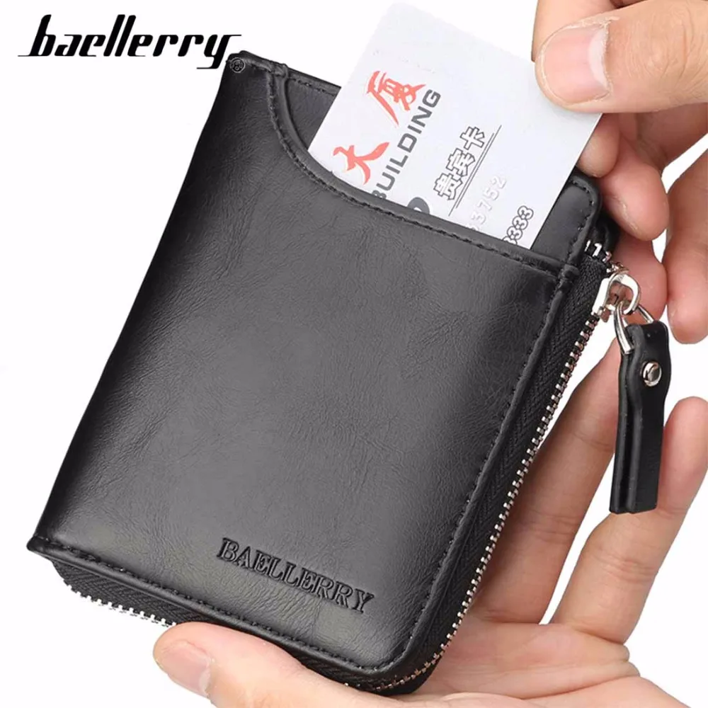 2018 Baellerry PU мужские кошельки на молнии Держатель для карт образец солидный мужской