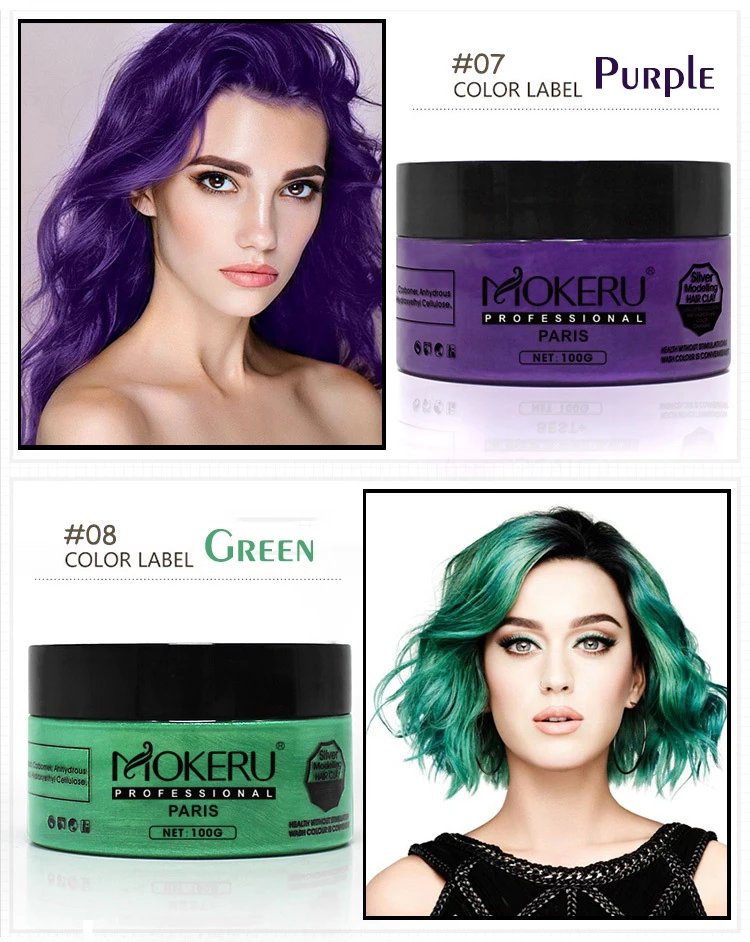 Mokeru 100g Natural Unisex Hair Color Cream Ash Purple Brown Dye Temporary Hair Dye Cream For Women Men Paint for Hair Styling