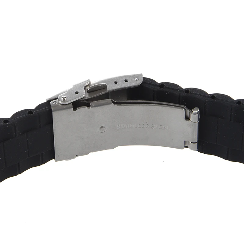 Черный силиконовый водонепроницаемый ремешок для часов дайвинга с застежкой 22