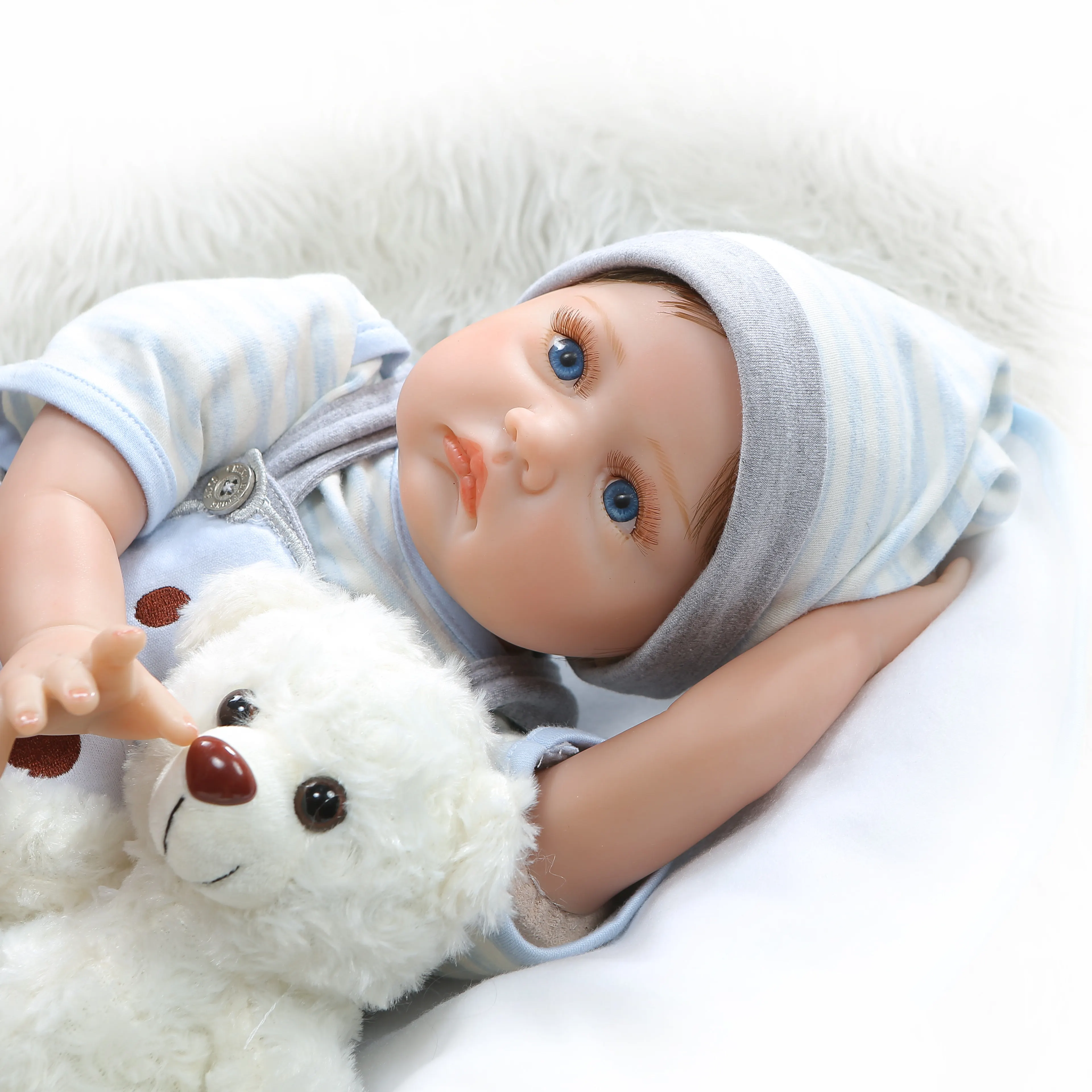 55 см bebe Реалистичная кукла reborn для близнецов, Спящая/проснувшая, Реалистичная, мягкая, силиконовая, настоящая, на ощупь, утяжеленная, для тела, укоренившая волосы