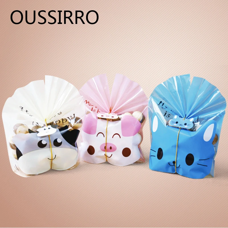 

25PCS Cute Cartoon Translucent Cookie Bag Ziplock Bag Candy Nougat Packaging Bag Gift Bag Happy Birthday Decoration 25 Tags