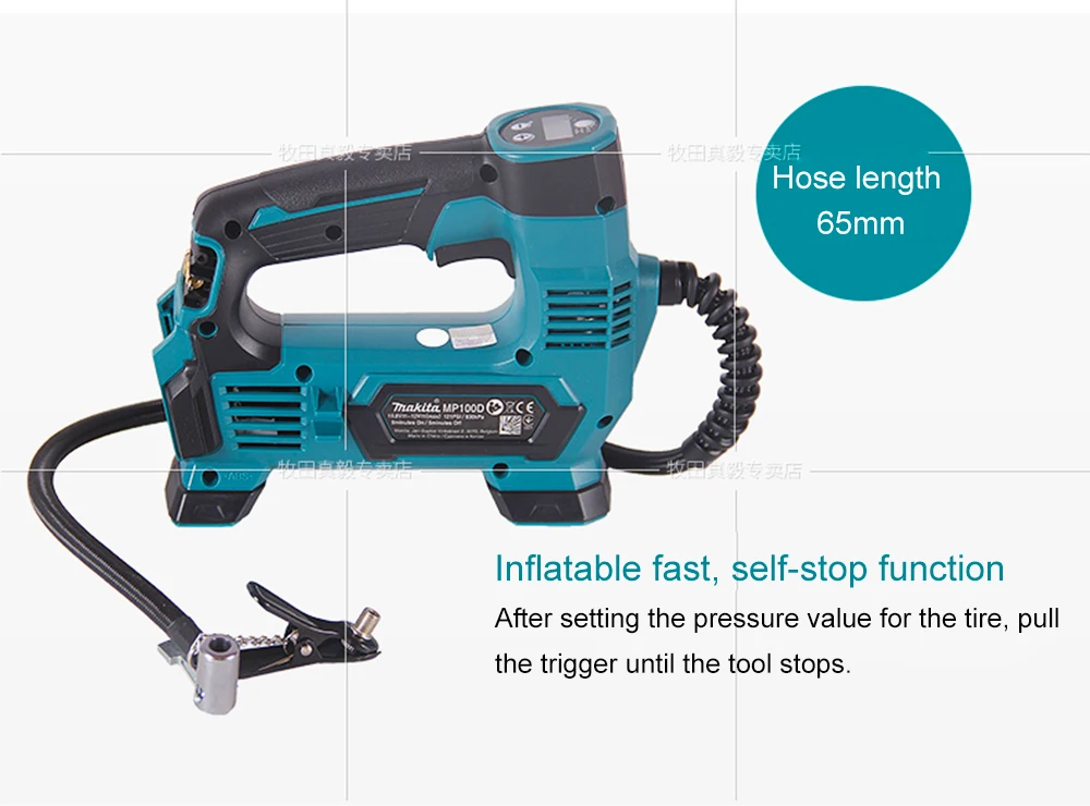 Япония Makita MP100DZ перезаряжаемый воздушный насос литиевая батарея воздушный компрессор насос для автомобильных покрышек 12 В CXT 121PSI 830KPa 65 мм трубчатый насос