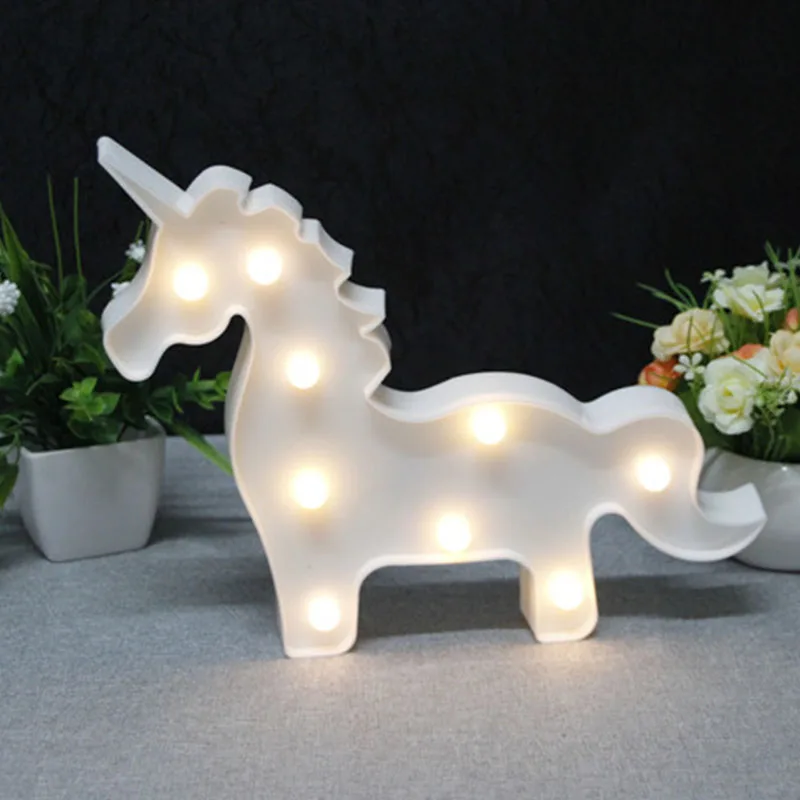 Unicorn white 1 шт. Фламинго светодиодный ночной Светильник свечение в виде единорога из мультфильма головы ананас Фонари Рождество Свадебные украшения тропический вечерние поставки - Цвет: Unicorn white