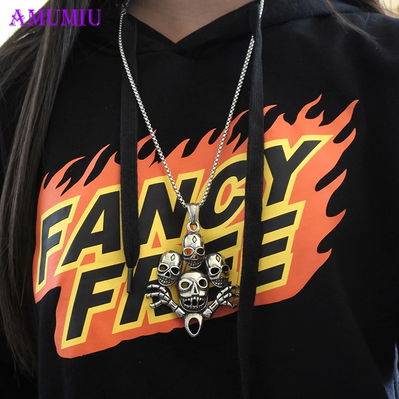 Ожерелье AMUMIU The Walking Dead винтажное ожерелье в виде скелета с ручной печатью зомби