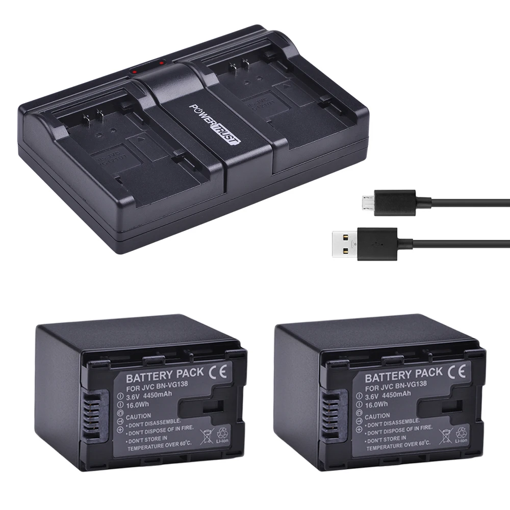 2x4450mAh BN VG138 BNVG138 Аккумулятор для JVC VG121U E10 E100 E245 E265 E565 E575 GX1 G3X G5 GX8|Цифровые