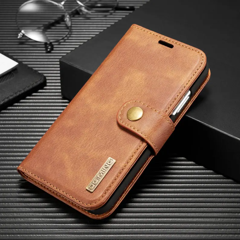 DG. MING для iPhone 11 Pro, кожаный чехол на магните, 2 в 1, чехол-кошелек с отделением для карт, для iPhone 5S, 6 S, 7, 8 Plus, XR, XS, MAX, чехол - Цвет: Brown