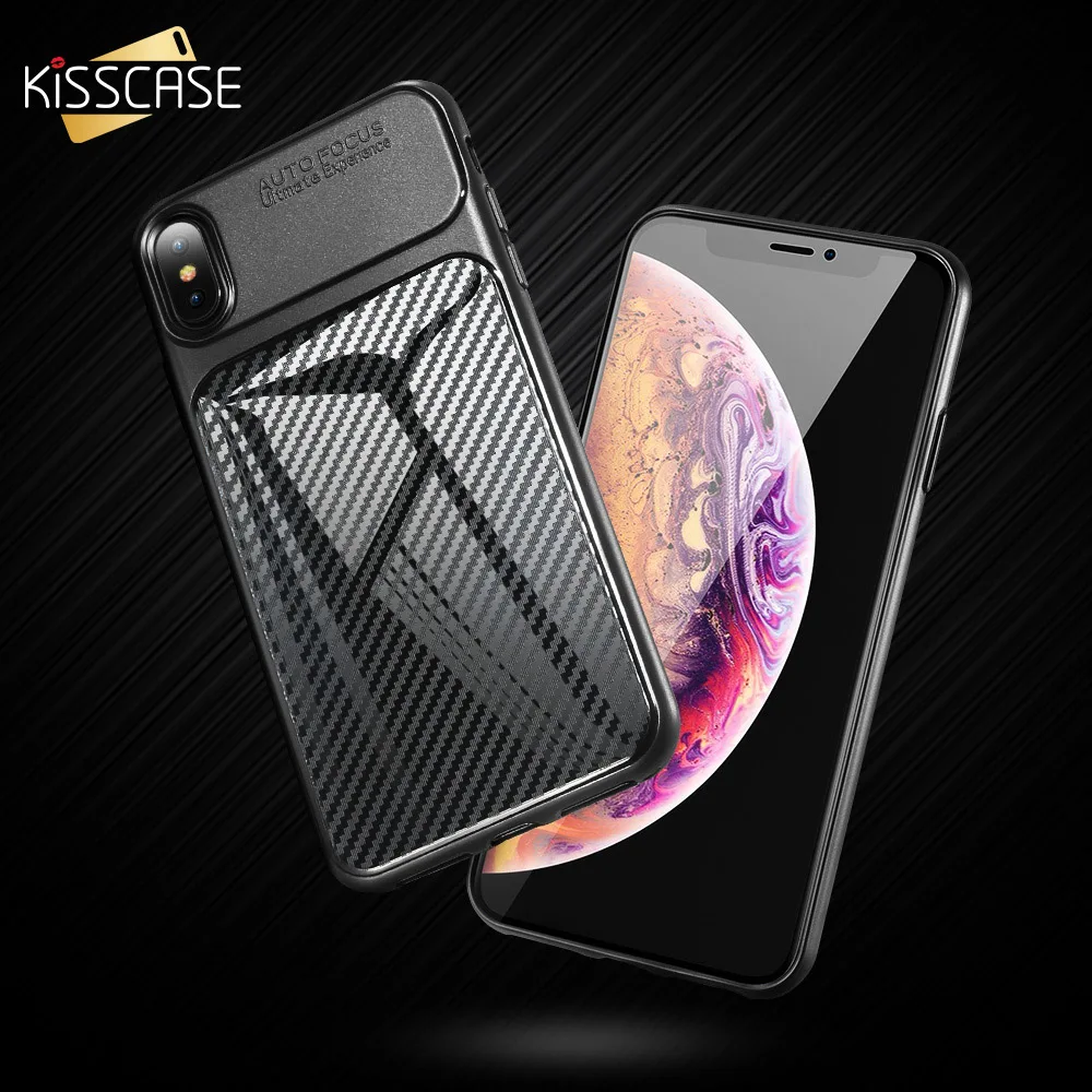 KISSCASE Phone Case For iPhone XS Max Carbon Fiber Mirror Silicon X XR Luxury Fundas |