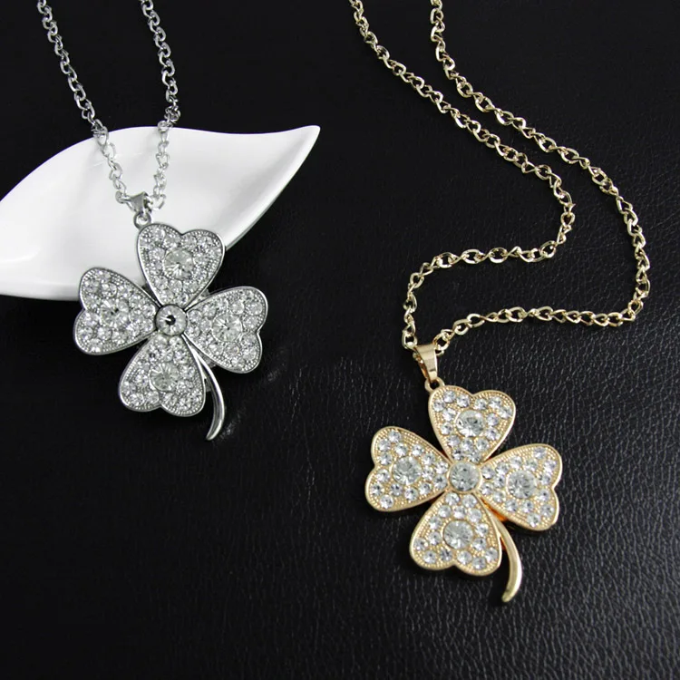 Женское ожерелье с листьями клевера FLOLA длинная цепочка золотистого цвета