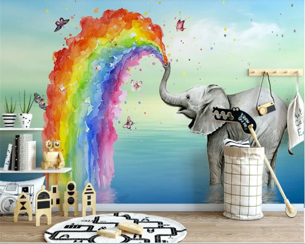beibehang wallpaper Simple lovely elephant water color children's house background wall papel de parede papier peint bebang |