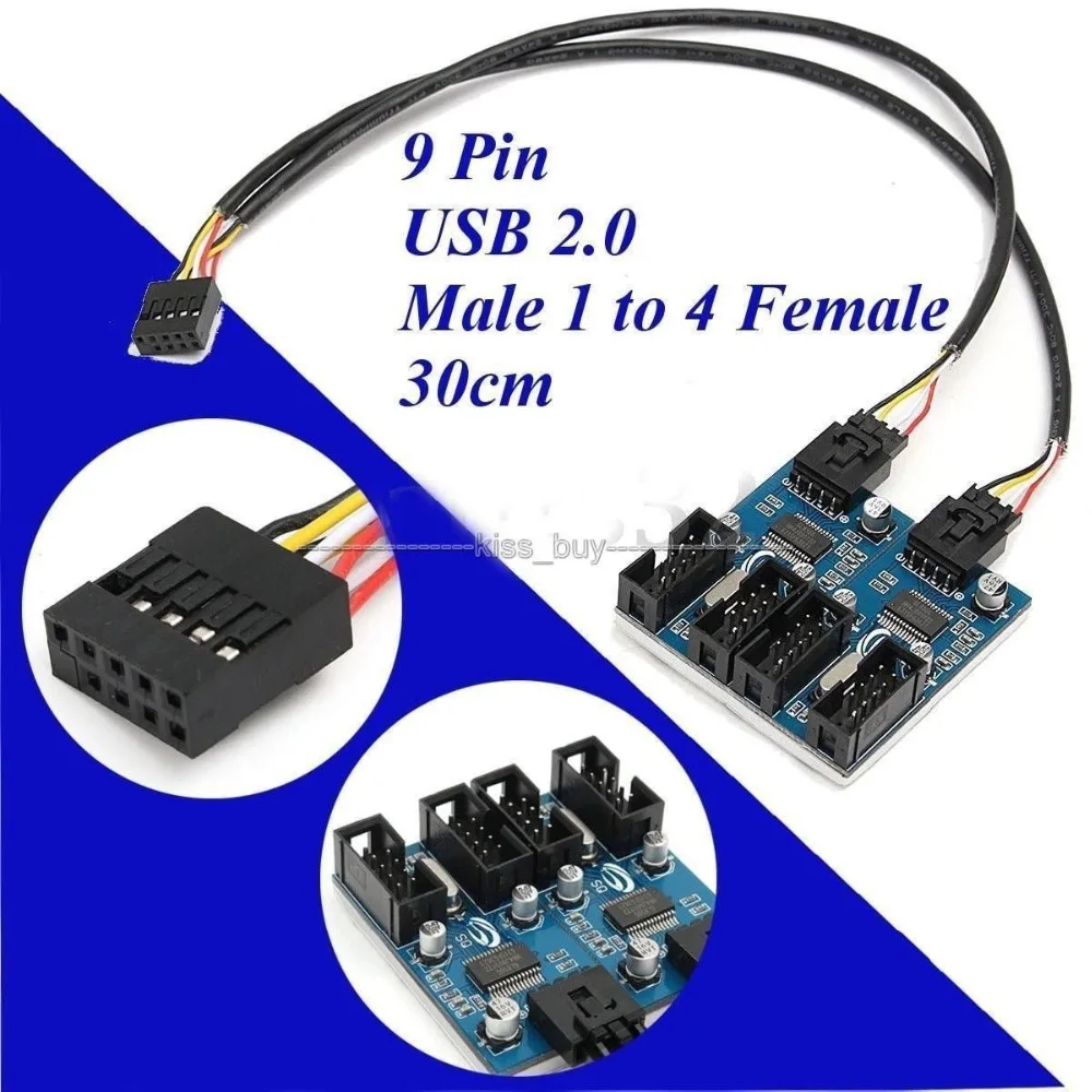 9 контактный USB разъем для материнской платы штекер от 1 до 4 разъемов разветвитель