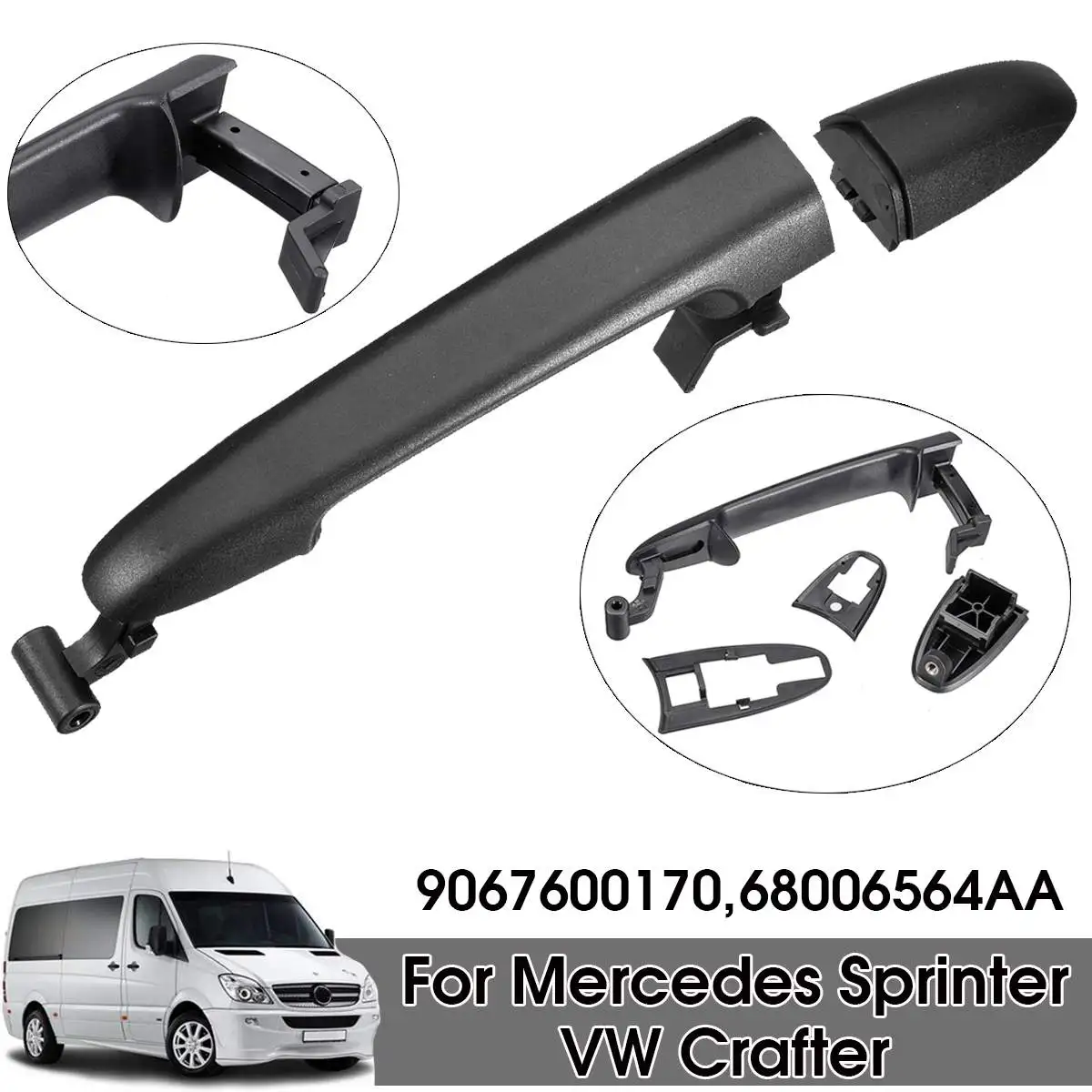 Черная наружная левая ручка раздвижной двери для Mercedes/Sprinter/VW/Crafter