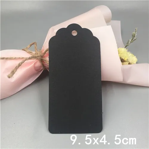 9.5x4.5cm Black 100 шт. крафт Бумага ручной работы одежды бирки, свадьба, стаканчики для вечеринки, подарков Упаковочная этикетка бирок для подарков, код Примечание ценники - Цвет: 9.5x4.5cm Black