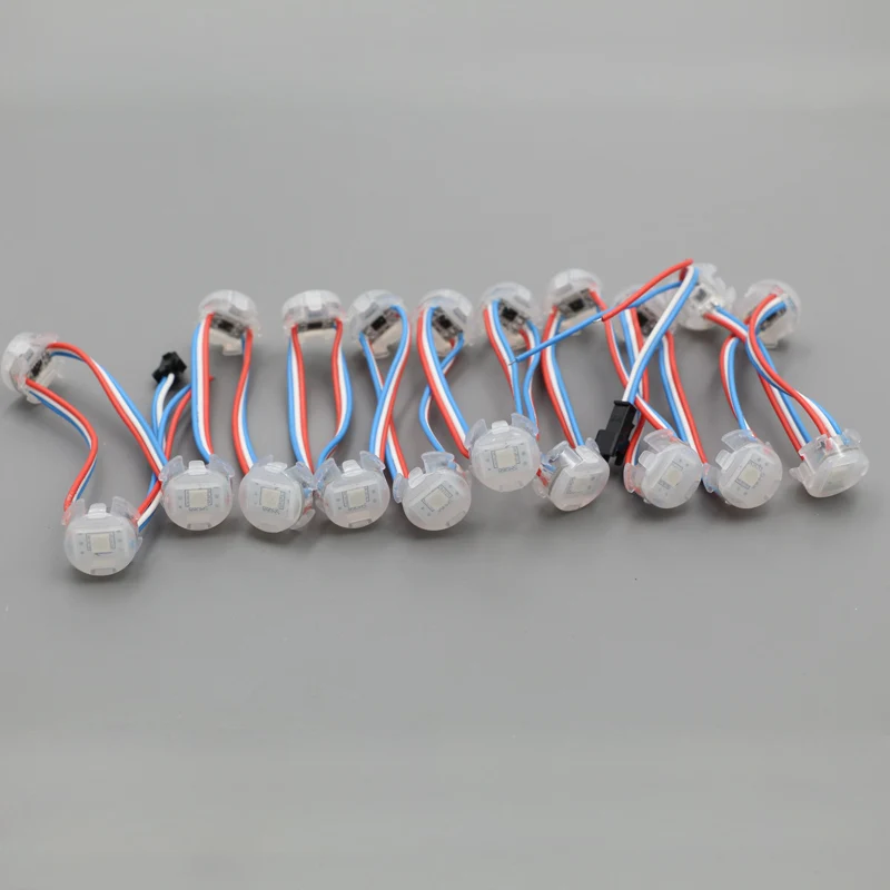 20 мм диаметр; DC5V; WS2811 адресуемый RGB полноцветный светодиодный умный модуль; 0,24 Вт(один 5050 SMD светодиодный); IP68; 50 шт
